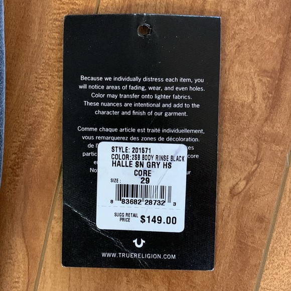 True Religion Halle Mid Rise Skinny Jeans size 29 Gray - Picture 2 of 6